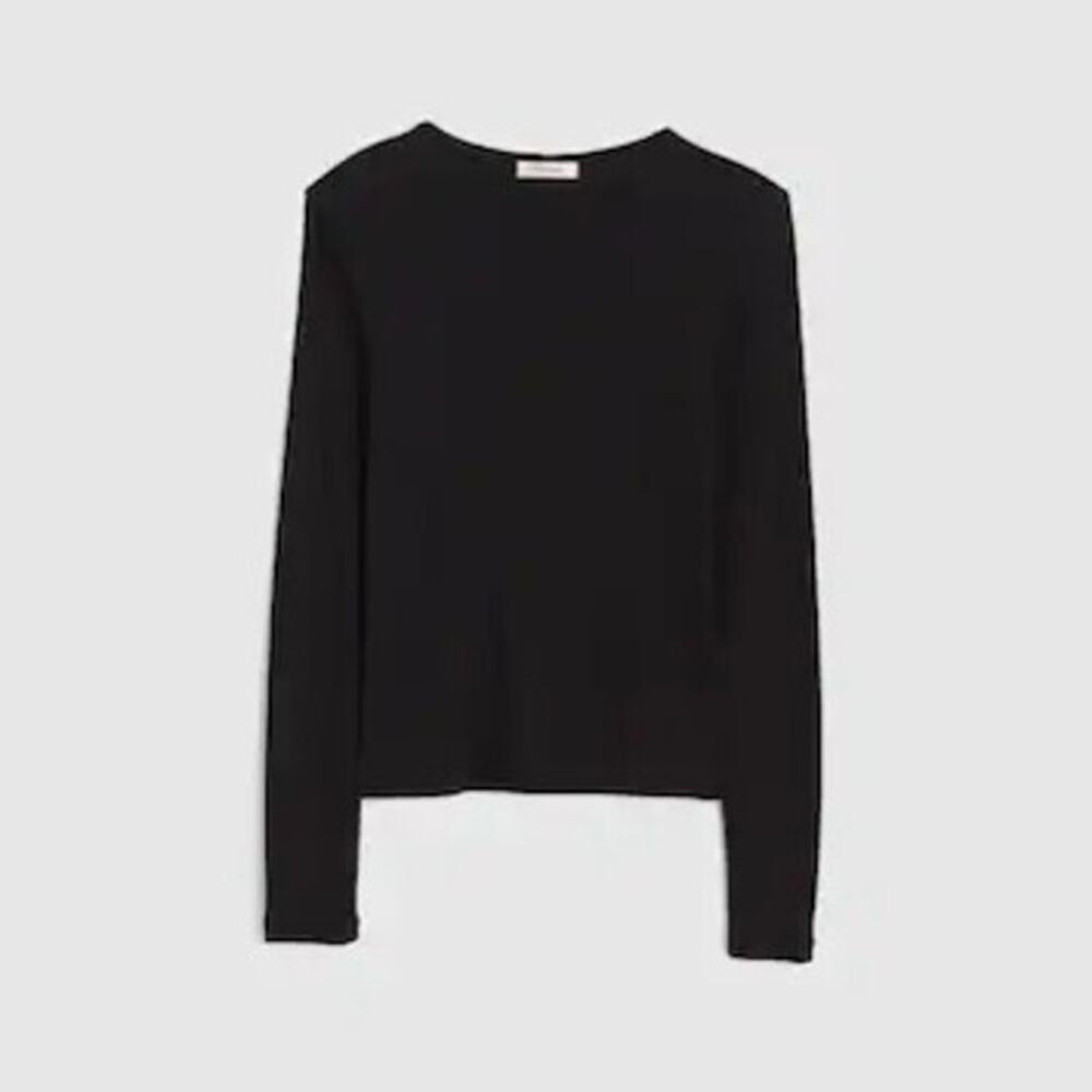 NWT Madewell Crewneck Long-Sleeve Tee In SoSoft Pima Cotton Jet Black Size XXS